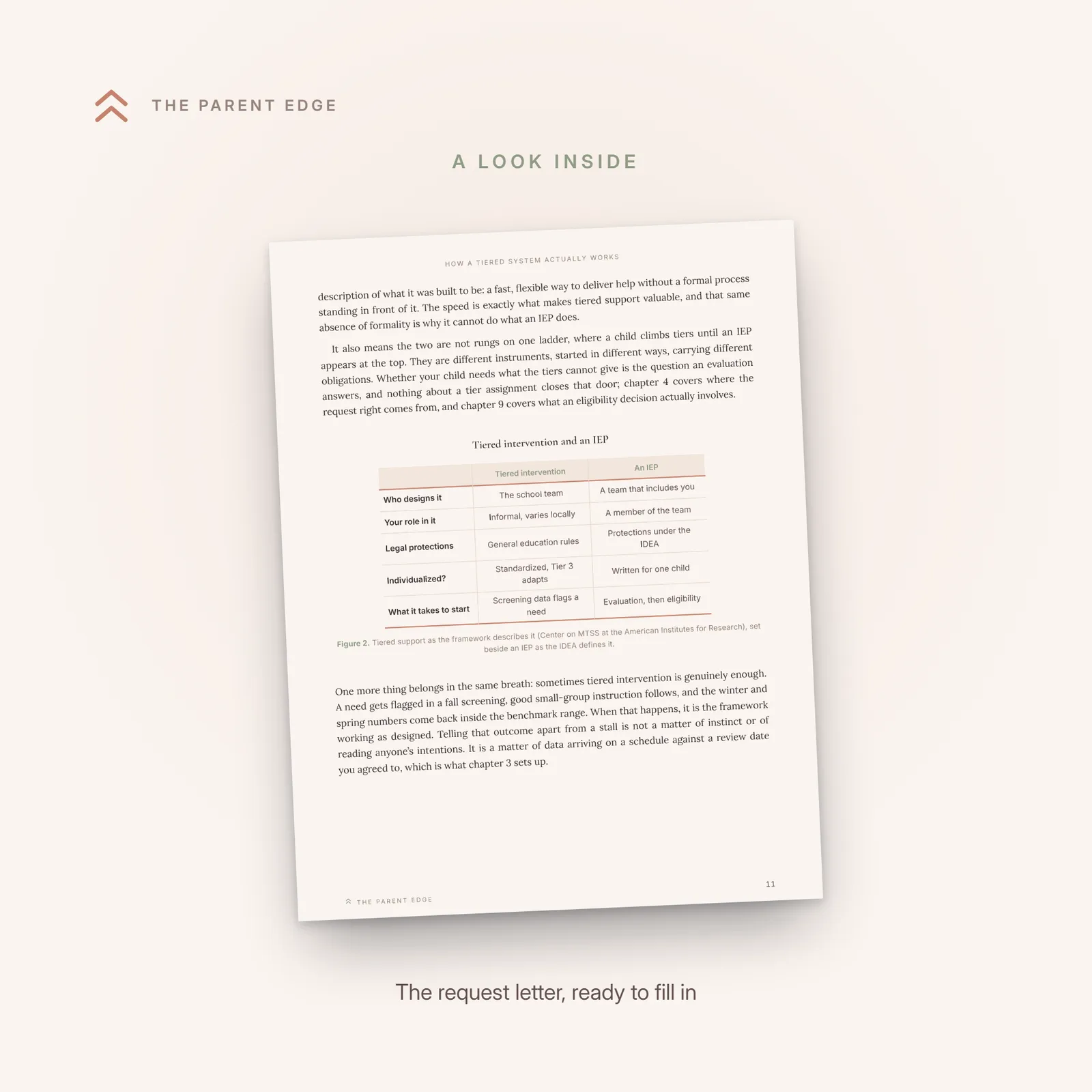 Full-page preview of the evaluation request letter template with fill-in brackets, ready to adapt and send.